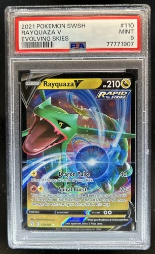 2021 Pokemon SWSH Evolving Skies Rayquaza V #110/203 PSA 9