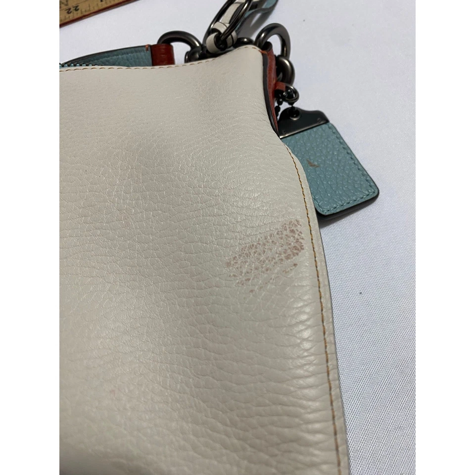 Сумка через плечо Coach светло-голубая и кремовая кожа - подлинная и стильная  - Изображение 4 из 4