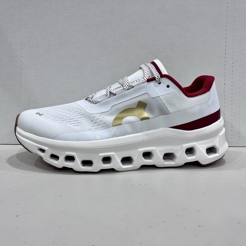 On Women’s Cloudmonster 7.5 White Cream Red Running Shoes