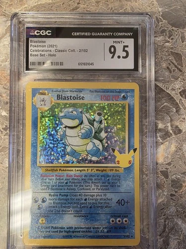 CGC 9.5 - Blastoise 2/102 - Celebrations Classic Collection Pokemon TCG