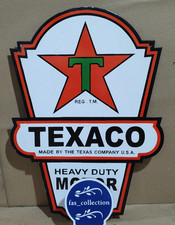 Letrero Texaco Motor Aceite Porcelana Esmalte 24x 16 Pulgadas 2 Caras