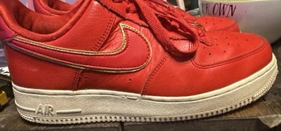 Nike Air Force 1 Low Red White Leather womens Athletic Sneaker
