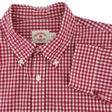 Brooks Brothers Red Gingham Button Down Shirt Men's XL Cotton Long Sleeves