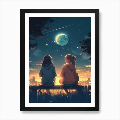 Lofi Girls 4 Kunstdruck gerahmt Wandbild Poster Leinwanddruck Bild