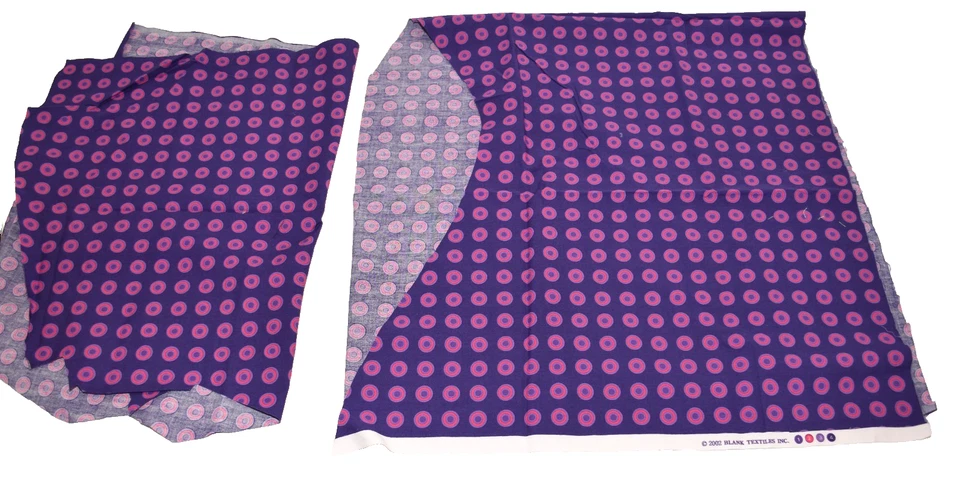 2002 Vintage 2 Blank Textiles Purple Pink Circles Remnants 42"x 16 and 17"x26 - Image 2 of 4