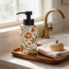 Fall Floral Soap Dispenser Stainless Steel 18 Oz Kitchen or Bathroom