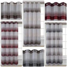 Voile Curtains With Eyelet Ring Top Heading Curtain Stripe Single Panel