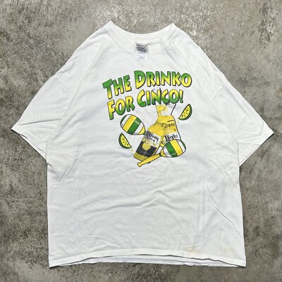 Corona Extra Vintage Beer Promo Shirt The Drinko For Cinco Men s XL White Shirt