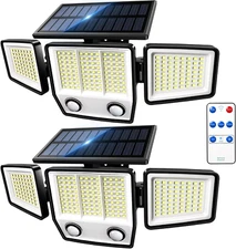 Solar Motion Sensor Outdoor Lights Waterproof - 3000LM 3 Modes Solar Security Li