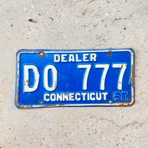 1960 Connecticut Dealer License Plate CT Vintage DO 777 Lucky 7s Car