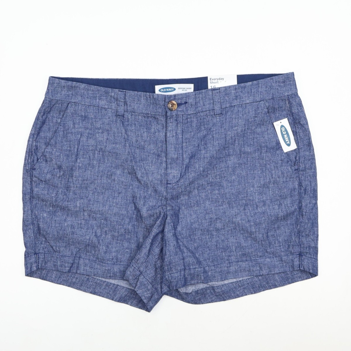 NWT Women's Old Navy Everyday Shorts Size 16 Blue 5” Inseam Linen