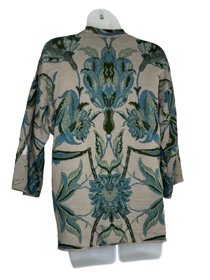 Перуанский кардиган Connection с открытой передней частью свитер пима хлопок синий дамасский дефект - Изображение 3 из 4