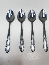 Set of 4 Stainless Steel Table Spoons Unbranded Floral Pattern/ Rosses Flatware