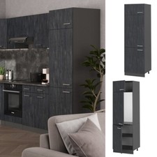 Kühlumbauschrank R-Line Schwarz Beton Anthrazit 60 cm Vicco