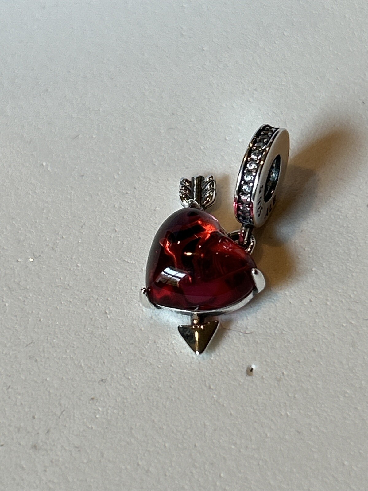 Authentic Pandora #793085C01 Red Heart & Arrow Murano Glass Dangle ...