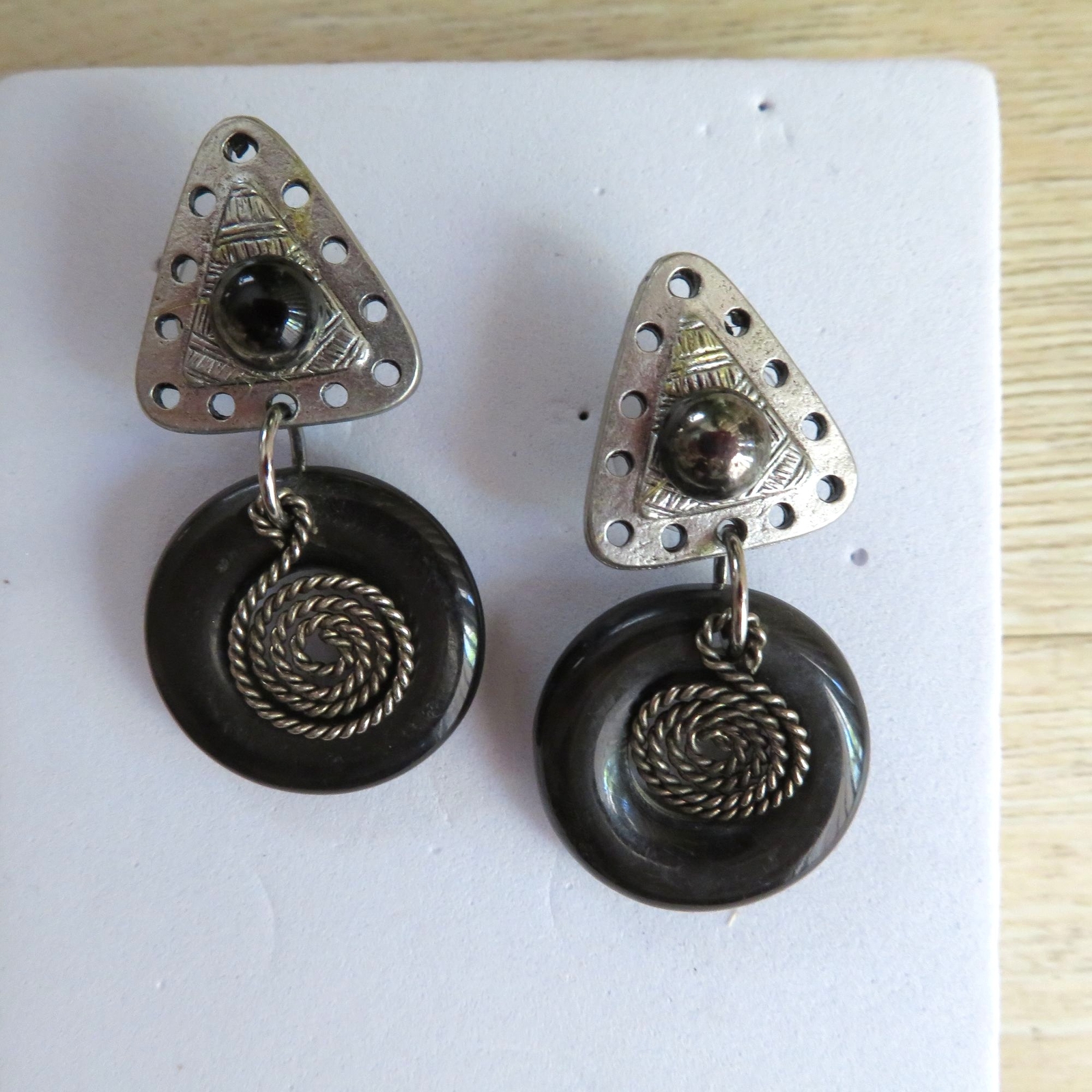 Artisan Dangle Drop Post Earrings Boho Hippie Uns… - image 4