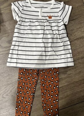 Legging And 2 Tops Simply joys By Carter Size 2T, Leapard Print 3 Piece Set NEW