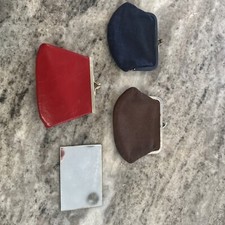 Vintage Leather Coin Purse - RED 2 Free Fabric Double Sided Mirror