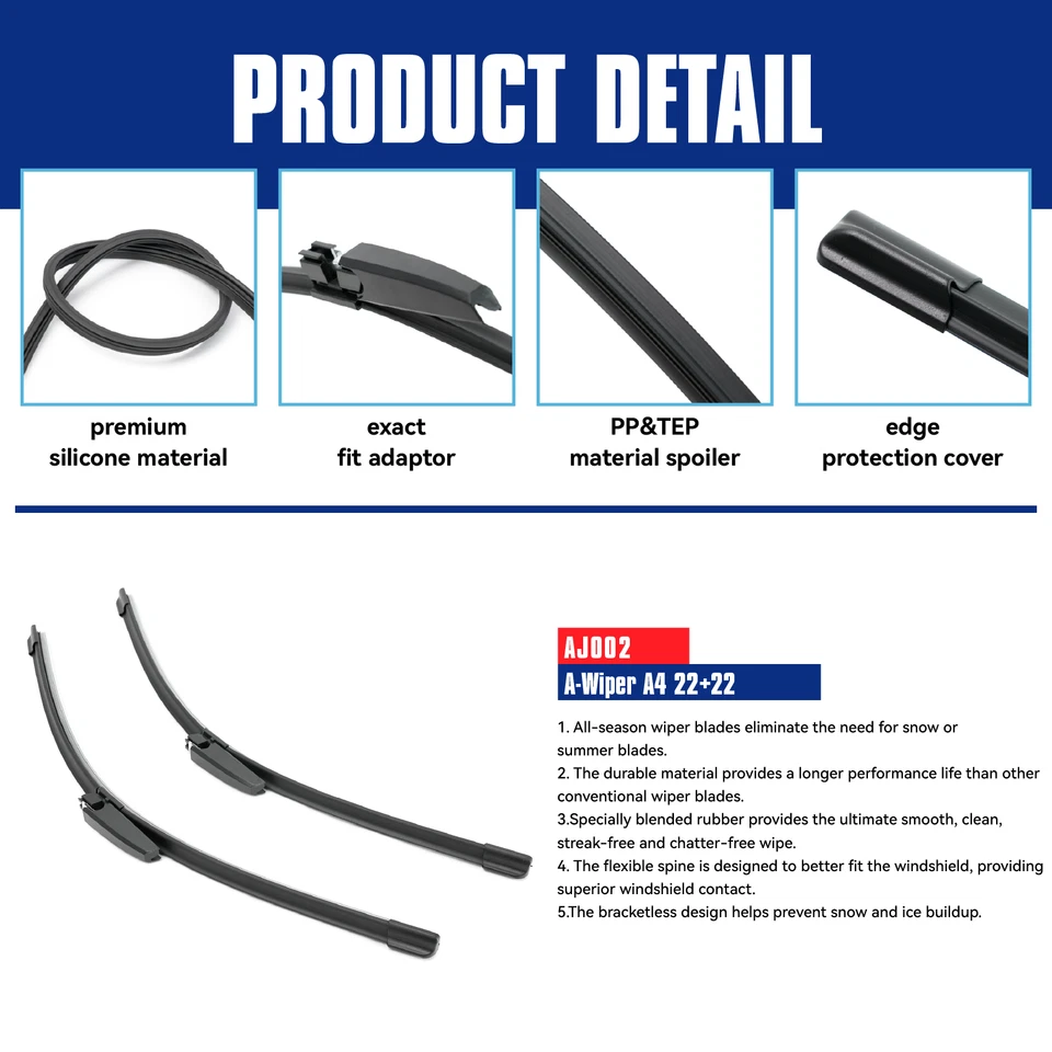 Juego de limpiaparabrisas delantero L&R para Audi A4 A4 Quattro 2005-08 calidad OEM Foto 2 de 4