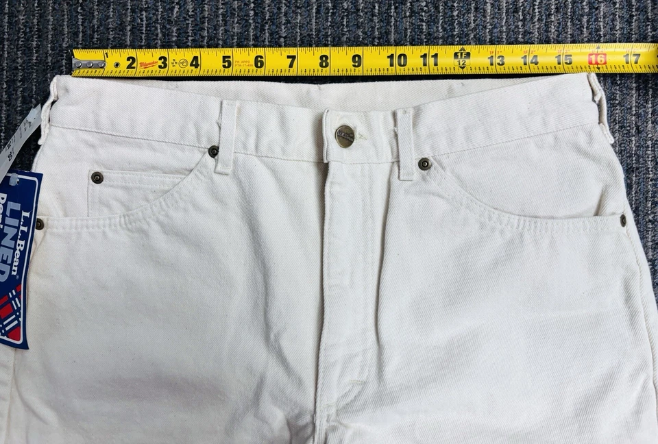 Винтажный LL Bean фланели с подкладкой 100% хлопок кремовые джинсы размер 34 x 30 новый с ярлыками - Изображение 4 из 4