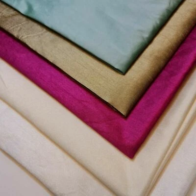 FABRICS-ONLINE Plain Dyed Slub Shot Faux Dupion Raw Silk 100% Polyester Fabric Craft By Meter