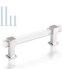 Knobelite 21 Pack 4 Inch Hole Center Kitchen Cabinet Handles Acrylic Tube Zinc