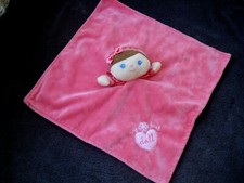 Baby Starters Coral Pink Security Blanket Brown Hair Doll My First Doll
