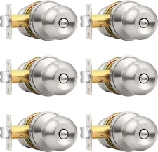 Privacy Interior Door Knobs Bed and Bath Handle Levers Keyless Brushed Nickel Lo