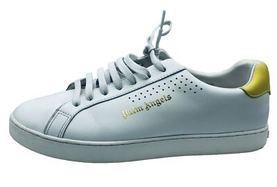 Palm Angels White Yellow Gold Low Top Leather Sneaker Shoes