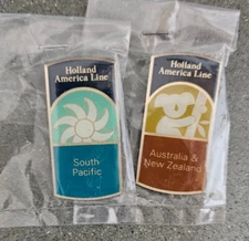 2 Holland America Line Souvenir Pins South Pacific, Australia & New Zealand NEW