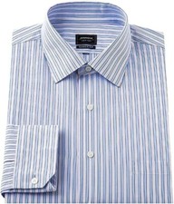 Arrow Classic Fit Dress Shirt Spread-Collar Stretch Wrinkle Free Blue Stripe NWT