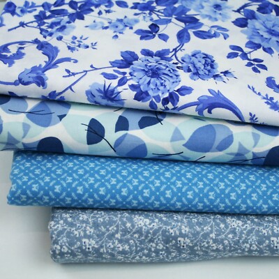 Blau 100 % Baumwolle Unterlage Steppen Kleidung Handwerk Stoffpaket b013