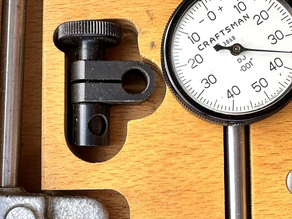 VINTAGE CRAFTSMAN 3868 PLUNGER DIAL INDICATOR TEST SET WITH WOOD ...