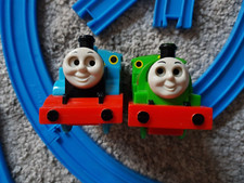 Tomy Gullane Train Set 2004 No.1 Thomas Blue & No.6 Percy Pull Back Trains