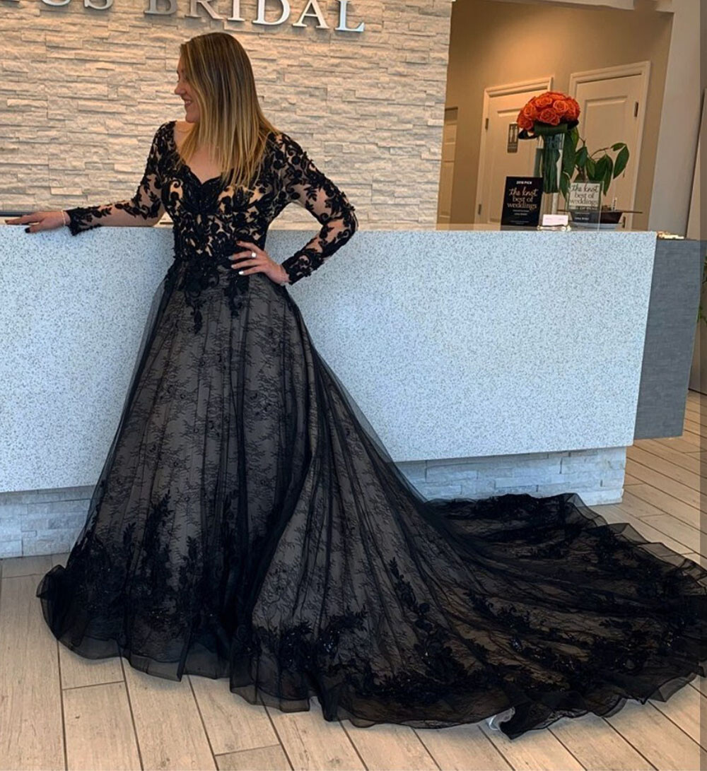 Wedding Dresses Black Long Sleeve 