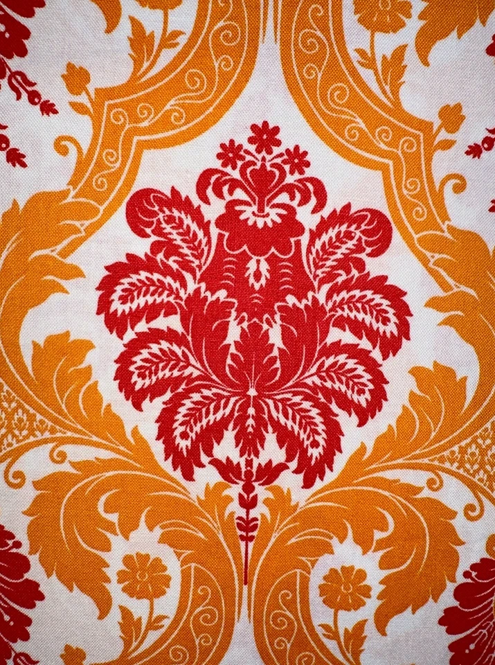 Vtg Waverly Cotton Paisley Floral Fabric 44”x1 Yd Orange India Paisley Motif - Image 2 of 4