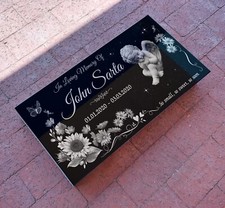 12x24x0.45 inch Human Headstone, Tombstone, Grave Marker, Diamond Engraved