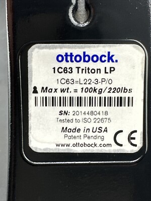 ottobock otto bock triton LP prosthetic foot sz 22 category 3 1c63