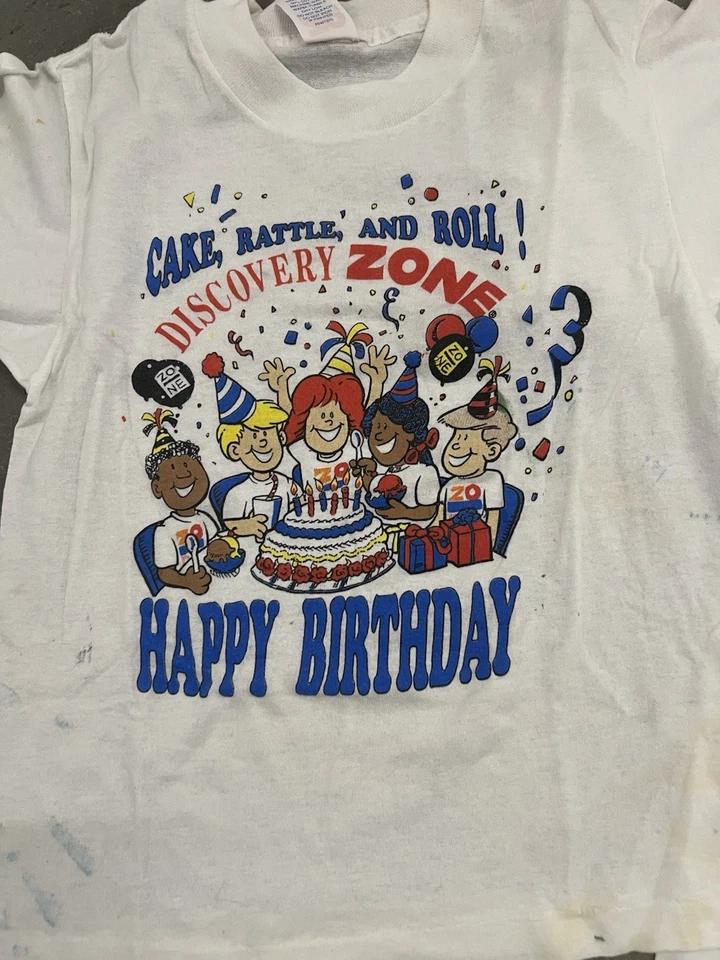 80s Vintage Birthday Discovery Zone Tee Lot Of 2 Size 10-12 - Image 3 of 4