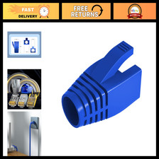 50 Pcs RJ45 Strain Relief Boots for Cat6 Cat6A Cat7 Connectors, Blue Cable Caps