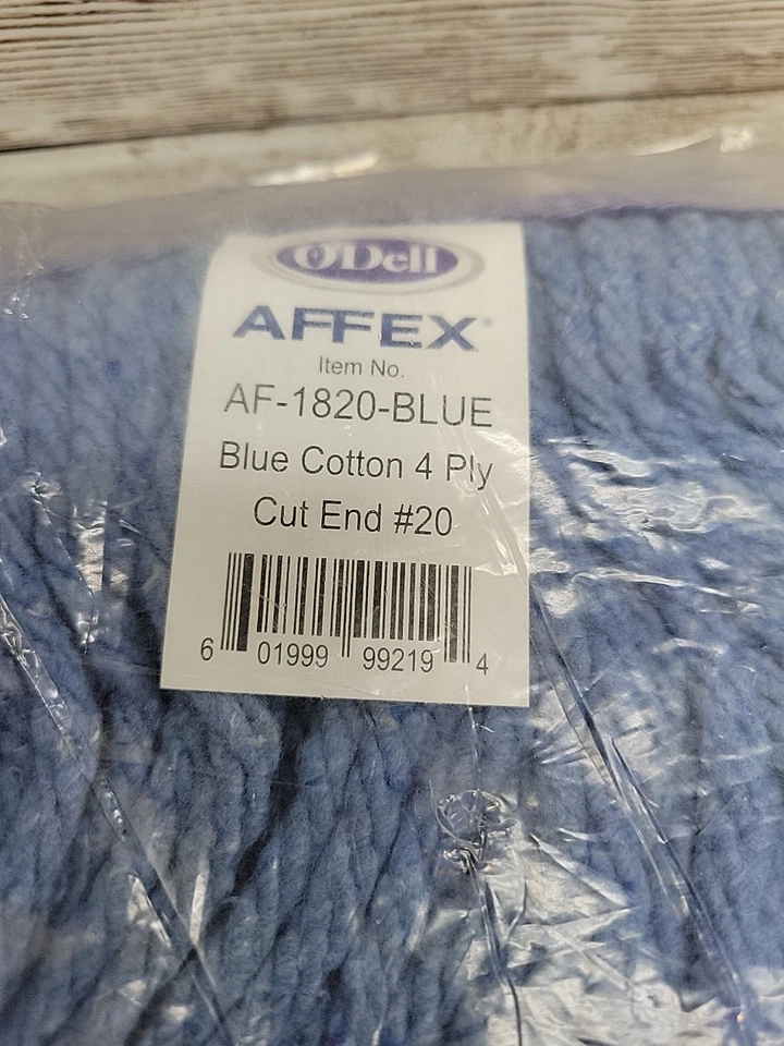 Affex O'dell AF-1820 Blue 4-Ply Cotton Blend Cut End Single Packed Wet Mop (12) - Image 2 of 4