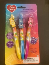 Care Bears Retractable Erasable Gel Pens 3 Pack With Toppers Blue Ink