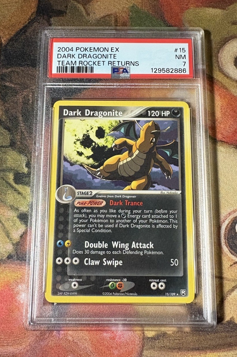 2004 POKEMON EX TEAM ROCKET RETURNS #15 DARK DRAGONITE PSA 7