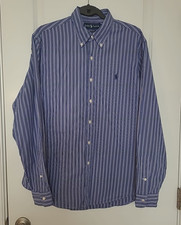 Ralph Lauren Men's Button Down Shirt Sz Large Custom Fit Striped Cotton