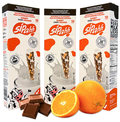 Sipahh Milk Flavoring Straws 30 Pack - Sunset Choc Orange - Vegan Friendly