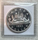 1963 Canada Silver Dollar Voyageur Canoe 80% Silver $1 START NO RESERVE!