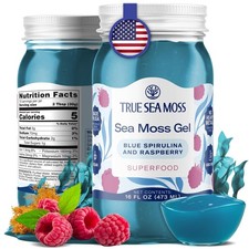 Wildcrafted Irish Sea Moss Gel, Dried Seaweed Seamoss, Blue Spirulina, Raspberry