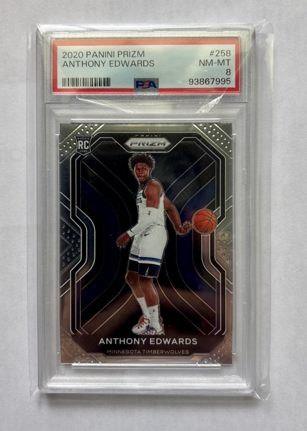 Anthony Edwards Panini Prizm 2020 Rookie Card PSA 8 view 5