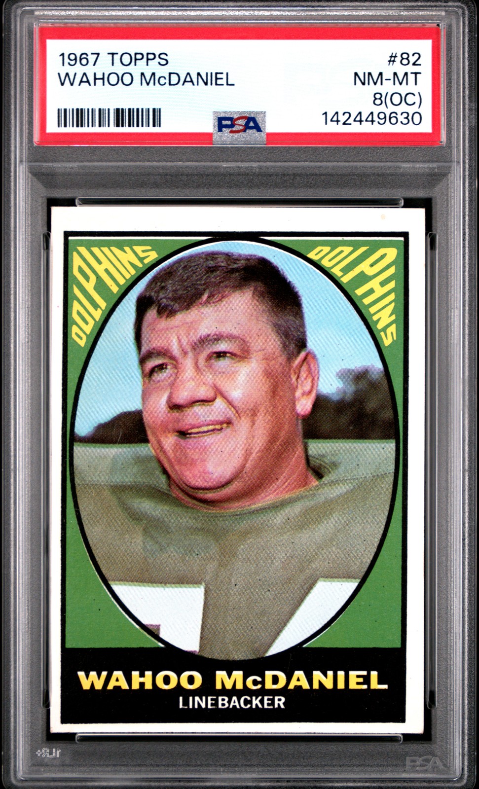 1967 TOPPS #82 WAHOO MCDANIEL ROOKIE RC PSA 8
