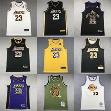 Men's Lakers 23 Short Sleeve Top Stitched S-2XL